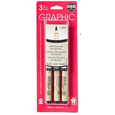 Imagem de Sakura Caneta gráfica Pigma, 1 mm, preta, 3 peças