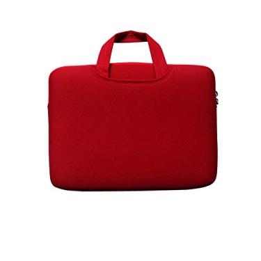 Imagem de Qudai Bolsa de manga macia maleta bolsa de mão bolsa portátil para notebook substituição para notebook ultrabook de 14 polegadas e 14 polegadas vermelho BD