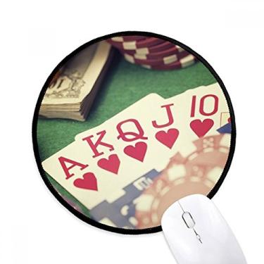 Imagem de DIYthinker Tapete de mouse para mesa de trabalho com foto e jogos de pôquer para jogos de pôquer redondos para computador