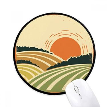 Imagem de DIYthinker Sun Sunshine Tree Hillside Grass Mouse Pad Desktop Office Tapete Redondo para Computador