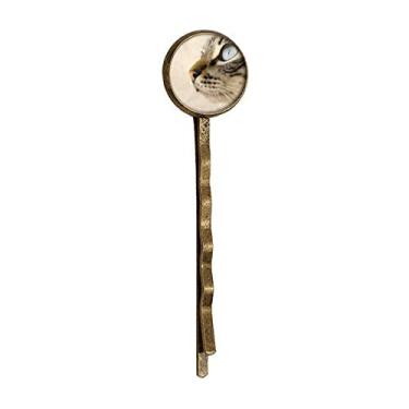 Imagem de Animal Blue Eye Kitten Foto Cinza Retro Metal Hair Bobby Pin Headwear