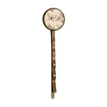 Imagem de Vintage Simples Marrom Borboleta com Flores Retro Metal Cabelos Bobby Pin Headwear