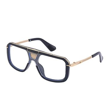 Imagem de Óculos de sol grandes vintage masculinos de luxo armação grande clássico quadrado óculos de sol feminino gradiente de metal tons femininos uv, preto claro, tamanho único