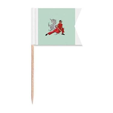 Imagem de Bandeiras de palito de dente em forma de palito de shaolin chinês para marcação de bolo de festa, comida e queijos