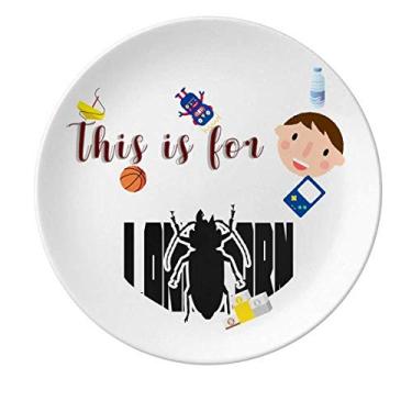 Imagem de Prato de porcelana para jantar redondo com fobia longicorn Insect Harm Boy Man