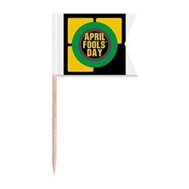 Imagem de Presente Art Deco para Dia de Abril de Dente, Bandeiras para Marcação para Bolo de Festa Prato de Queijo