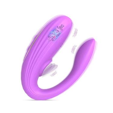 Imagem de Vibrador Feminino Forma de U Com Controle Remoto Sem Fio Estimulador Duplos 14 Frequências Sexuais Erótico Zatla
