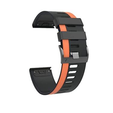 Imagem de HAZELS Pulseira de silicone esportiva para Garmin Fenix 7X 7 6X 6 Pro 5X 5 Plus 3 3HR 935 945 Fácil Ajuste Liberação Rápida 26 22mm Pulseiras (Cor: Preto Laranja, Tamanho: Fenix 7)