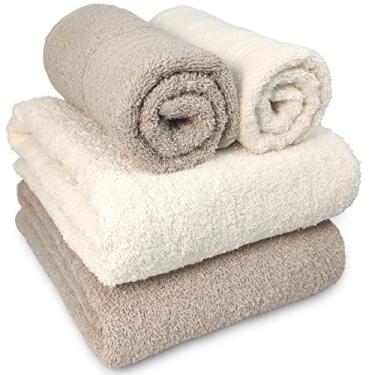 Imagem de Jogo de Banho Gigante Buettner Dakota 4 Peças 100% Algodão Fio Dupla Torção Toalha Banhão Presente (Bege/Marfim)