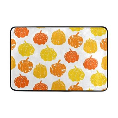 Imagem de My Little Nest Tapete de área de abóboras laranja aquarela leve 60 x 40 cm, esponja de memória para ambientes internos e externos, tapete de decoração para entrada, sala de estar, quarto, escritório, cozinha, corredor