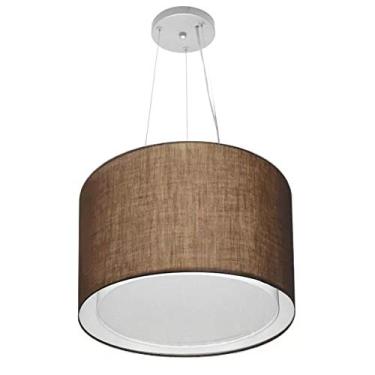 Imagem de Lustre Pendente Cilíndrico Duplo Cúpula Tecido 30/40x35 cm, Vivare Iluminação, Pendente4304 LC, Café, Médio