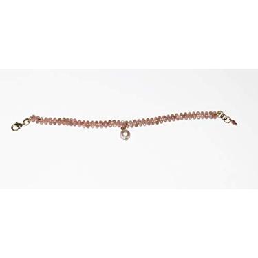 Imagem de Pulseira Málaga em rodocrositas, pérola rosada e detalhes dourados