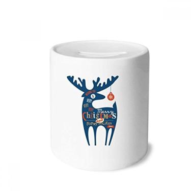 Imagem de DIYthinker Caixa para dinheiro de cervo azul de Natal para presente de cofrinho