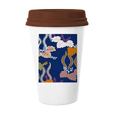 Imagem de Caneca de vidro de cerâmica com pintura de folhas de cultura japonesa