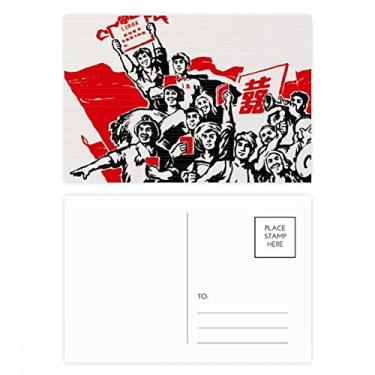 Imagem de Bandeira vermelha Mao Zedong citações vermelha China conjunto de cartão postal aniversário correspondência cartão de agradecimento