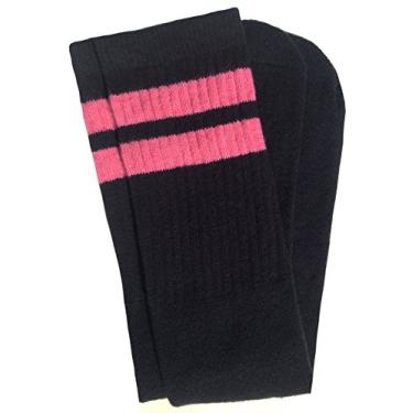Imagem de Meias de cano médio SkaterSocks 48 cm, Black/Bubblegum Pink Stripes Style 2, 19