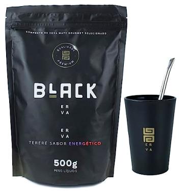 Imagem de KIT COMPLETO TERERÉ COPO 330ML + BOMBA CROMADA 19CM + BLACK ERVA 500G (Energético)