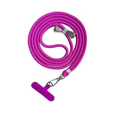Imagem de Cordão para telefone, sistema de trava de segurança, alça antiperda removível para pescoço, tira para telefone, alça de segurança para ciclismo, Rosa vermelha