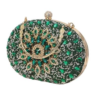 Imagem de kowaku Saco de noite feminino bolsa carteiras com strass frisado elegante bolsa de mão bolsa de casamento bolsa para eventos coquetel férias casamento, VERDE