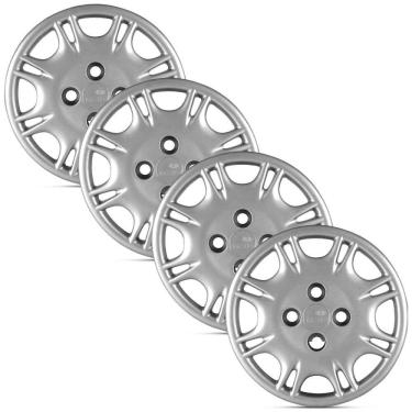 Imagem de Jogo 4 Calota Modelo Original Fiat Uno Prata Aro 13 Grid