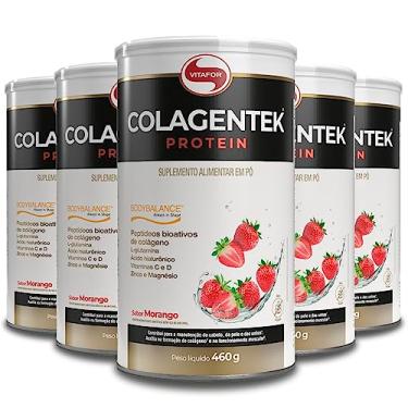 Imagem de Kit 5 Colagentek Protein Vitafor Morango 460g