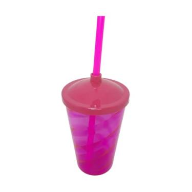 Imagem de 5 Copos Twister Com Tampa e Canudo Cristal Colorido 400ml Cor:Pink Neon