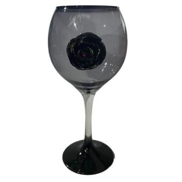 Imagem de Taça Pomba Gira com Rosa Negra 20 cm Vidro 400 ml