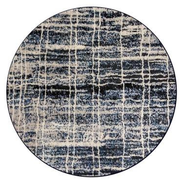 Imagem de Tapete Para Sala Redondo 2,5 M Jeri Abstrato Azul Geometrico