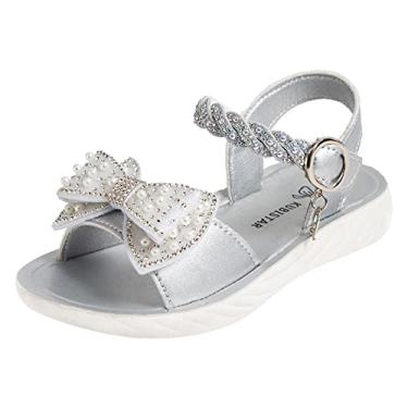 Imagem de Sandálias Jelly para meninas tamanho 5 sapatos infantis verão com diamante sandálias fashion meninas sandálias macias para crianças, Prata, 13.5 Little Kid
