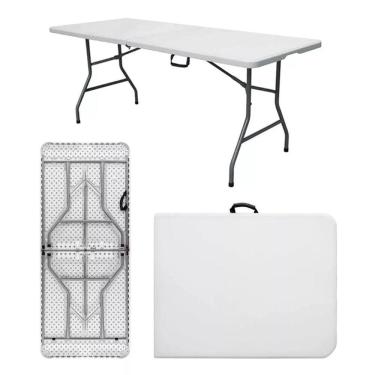 Imagem de Mesa Dobrável Portátil Picnic Vira Maleta Camping Premium 180cm