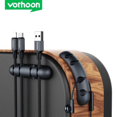 Imagem de Organizador de cabos Vothoon Enrolador de cabo USB de silicone Clipes de gerenciamento de cabos