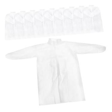 Imagem de SHERCHPRY 10 Pcs roupas experimentais roupas de trabalho de manga longa jalecos de laboratório à prova de poeira casacos bata de laboratório para adultos jaleco branco de laboratório lapela