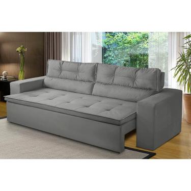 Imagem de Sofá Retrátil e Reclinável 2 lugares com Molas 1,50m Veronica Suede Cinza Madelina