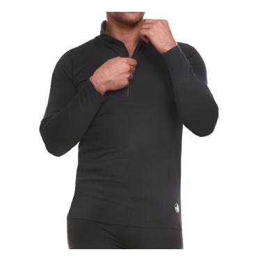 Imagem de Body Glove Camiseta térmica masculina - camisa quente de inverno - camiseta térmica de manga comprida com colarinho para homens, Preto, G