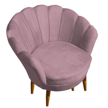 Imagem de  Poltrona Pétala Elegancia Decorativa Com Pés De Madeira  Rose