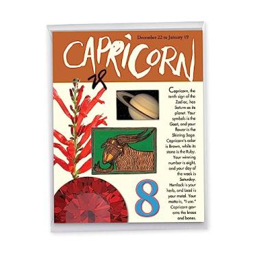 Imagem de NobleWorks - 1 cartão de aniversário jumbo com signo do zodíaco (21 x 28 cm) - signo de nascimento astrológico, cartão grande de aniversário com envelope - Capricórnio J9451