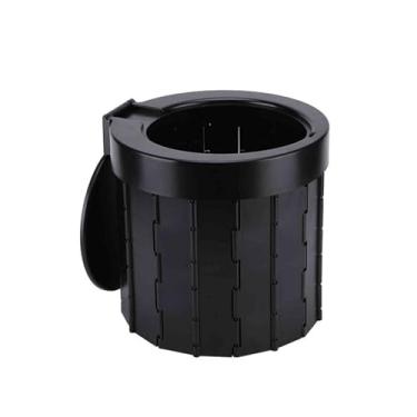 Imagem de JUSHZ Sanita de campismo portátil para adultos sanitários portáteis sacos de exterior balde para casa interior idosos cabeceira dobrável portátil para carros, emergência, viagens ao ar livre (preto,