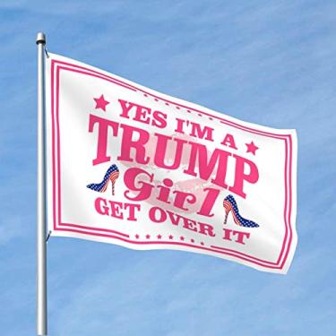 Imagem de Trump 2024 Yes I'm A Trump Girl Get Over It Bandeira Trump Funny House Decor Boys Room Decor Teenager (Cor: Cor, Tamanho: 120X180CM)