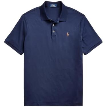 Imagem de Polo Ralph Lauren Camisa polo masculina de malha slim fit personalizada, Ralph Lauren, azul-marinho, M
