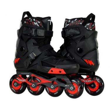 Imagem de Patins Freestyle Traxart Revolt Preto Com Rodas Pretas - 80mm Abec-9