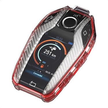 Imagem de TANGSEN Capa para chave de poliuretano termoplástico compatível com 5 séries 528Li 530Li 540Li G30 G31 6 Series GT G11 G12 7 Series 740 X3 G01 i8 capa protetora de fibra de carbono transparente