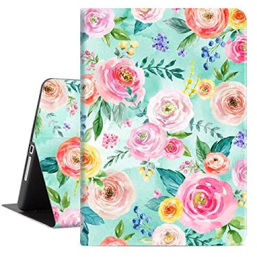 Imagem de Capa para iPad 9ª geração, iPad 8ª geração, iPad 7ª geração, capa para iPad 10.2 meninas, mulheres, capa para iPad 9ª geração, suporte multivisualização, despertar/hibernar, flores coloridas