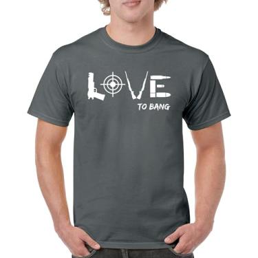 Imagem de Camiseta Love to Bang 2nd Amendment 2A Gun Right to Bear Arms Veteran Dont Tread on Me Camiseta masculina patriótica americana, Carvão, P