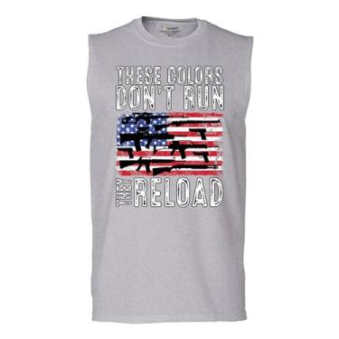Imagem de Camiseta masculina These Colors Don't Run They Reload Muscle 2nd Amendment 2A Second Right American Flag Don't Tread on Me, Cinza, GG