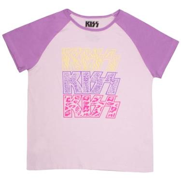 Imagem de Isaac Morris Limited Camiseta feminina de manga curta KISS Rock Band Raglan gola redonda para meninas, Lavanda, 4