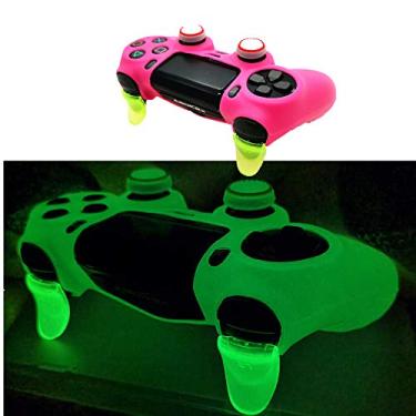 Imagem de Capa protetora de silicone para controle Ps4 que brilha no escuro para controle PS4/slim/Pro Dualshock 4 (rosa brilhante)