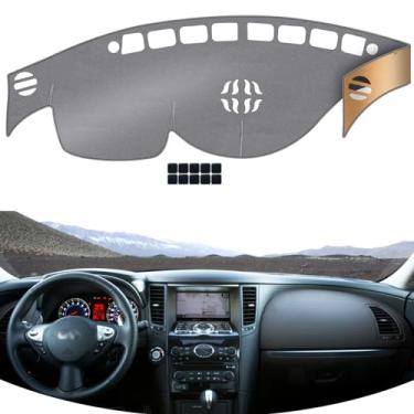Imagem de KEYOOG Tapete de painel de painel adequado para in-finiti 12-09 FX35,2013 FX37,13-09 FX50,17-14 QX70 (sem modelos HUD), tapete de placa de painel de carro tapete antirreflexo, almofada antiderrapante (cinza)