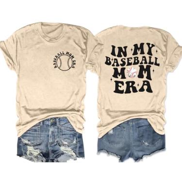 Imagem de Camisetas de beisebol Mom Women in My Baseball Mom Era, camisetas engraçadas de beisebol com estampa de mamãe, Damasco 3, M