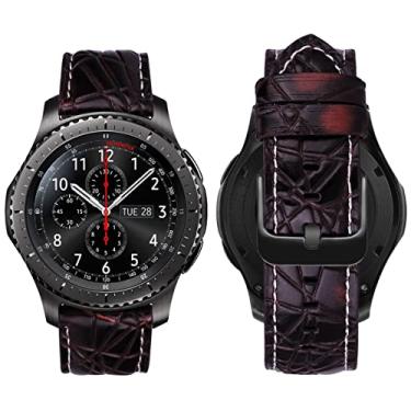 Imagem de MroTech Pulseira de 22 mm compatível com Samsung Galaxy Watch 3 de 45 mm/Galaxy Watch 46 mm/Huawei Watch GT/GT2/GT 2e/GT3 de 46 mm para Gear S3 Frontier pulseira para homens e mulheres, padrão retrô café