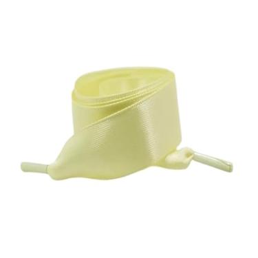 Imagem de Width Silk Satin Shoelaces Ribbon Shoe Laces Boots Women Sneakers ShoeLace (Color : Bright yellow, Size : 100cm)
